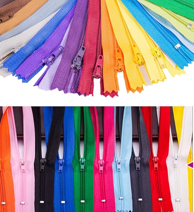 100 Pcs 9 Inch Nylon Coil Zippers Tailor Sewer Bulk for Sewing Crafts 25 Colors