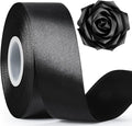 1-1/2 Inch Wide Black Satin Ribbon, 50 Yards Solid Polyester Fabric Ribbon for Roses Making, Gift Wrapping, Valentine's Day, Wedding Decorations, Crafts, Bows