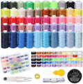 106 Pcs Bobbins Sewing Thread Kits, 400 Yards Per Polyester Thread Spools with Needle, Threader, Scissors and Ruler, for Sewing Machine Hand DIY Beginners, Stitching, Home, 50 Colors