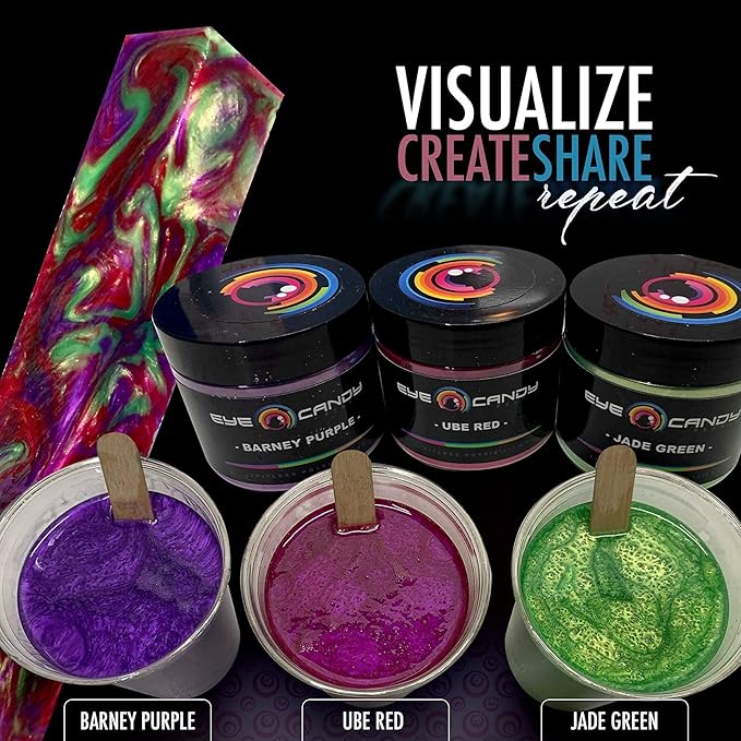 Eye Candy Pigments Premium Purple Mica Powder - Barney Purple (50gr) - for Epoxy, Resin, Soap, Paint, Woodworking, Acrylic Pouring, Bath Bombs, Fishing Lures - DIY Arts and Crafts Additive