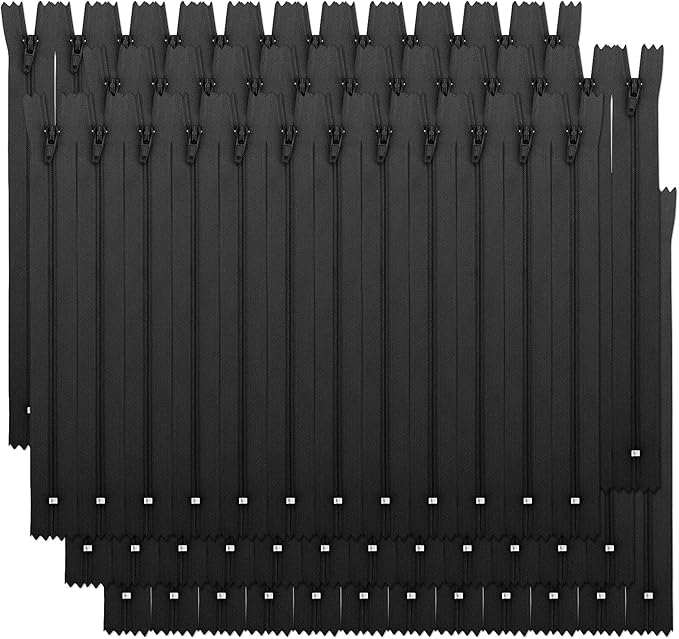 Amariver Black Nylon Coil Zippers 100Pcs 7.8 Inches - Perfect for Tailor, Sewer, Craft Special - Assorted Lengths