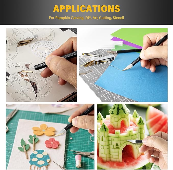 Gomake Exacto Knife Set 2PCS Precision Hobby Knife With 20 Packs #11 Titanium Coated Replacement Blades,Utility Cutting Tool for Crafting Scrapbooking Rubber Stamps Handmade Work