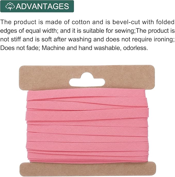MECCANIXITY 1/4 Inch Double Fold Bias Tape Continuous Bulk Cotton Bias Tape for Sewing Seaming Quilting Hemming Binding Crafts (Bright Red 6 Yards)
