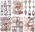60PCS Industrial Vintage Sticker Set, Coated Paper Stickers with Rusty Gears, Keys, Frames, and Butterflies for Scrapbooking, Journaling, and DIY Crafts