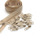 Leekayer #3 Beige Nylon Coil Sewing Zippers by The Yards Bulk 10 Yards with 25pcs Sliders for DIY Tailor Sewing Craft Bags,Luggage,Dress,Sofa Cushion,Pillow(Beige)