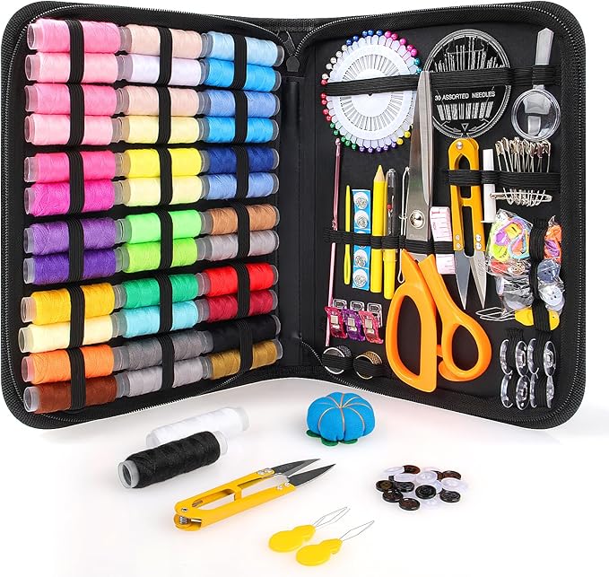 Goeveo Sewing Kit for Adults, Newly Upgraded Needle and Thread Kit Gifts for Mom Grandma Friend, Sewing Accessories with Case Portable for Home, Work, Travel, Emergency (188pcs Sewing Supplies)