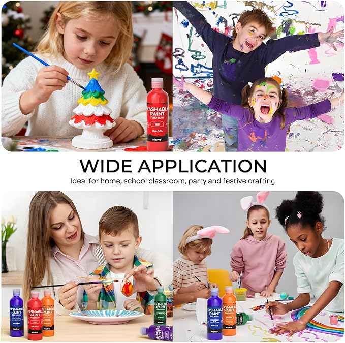 Nicpro 8 Colors Washable Finger Paint Set for Kid (4 oz), Non-Toxic Finger Painting Art Supplies for Toddlers Age 1-3 4 5 6+, Tempera Kids Paint for Craft DIY, Poster, School, Home, Classroom, Party