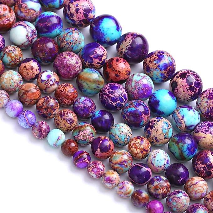 6mm 60pcs Natural Stone Galaxy Purple Sea Sediment Imperial Jasper Loose Beads for Jewelry Making DIY Bracelet Necklace