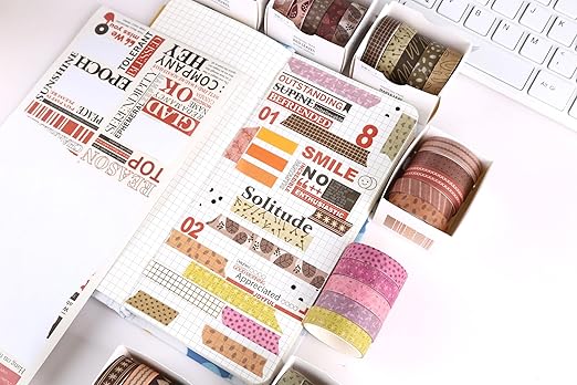 YUBX Basic Washi Tape Set 30 Rolls Plants Patterns Decorative Skinny Slim Masking Tapes for Arts, DIY Crafts, Journals, Planners, Scrapbook, Wrapping (Rainbow Forests)