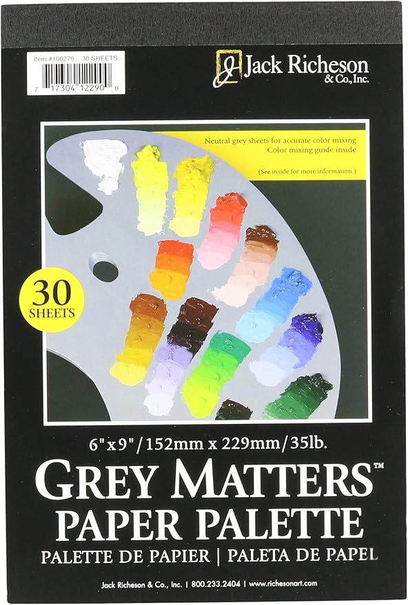 Jack Richeson Grey Matters Disposable Paper Palette, 6 x 9 in, 30 Sheets