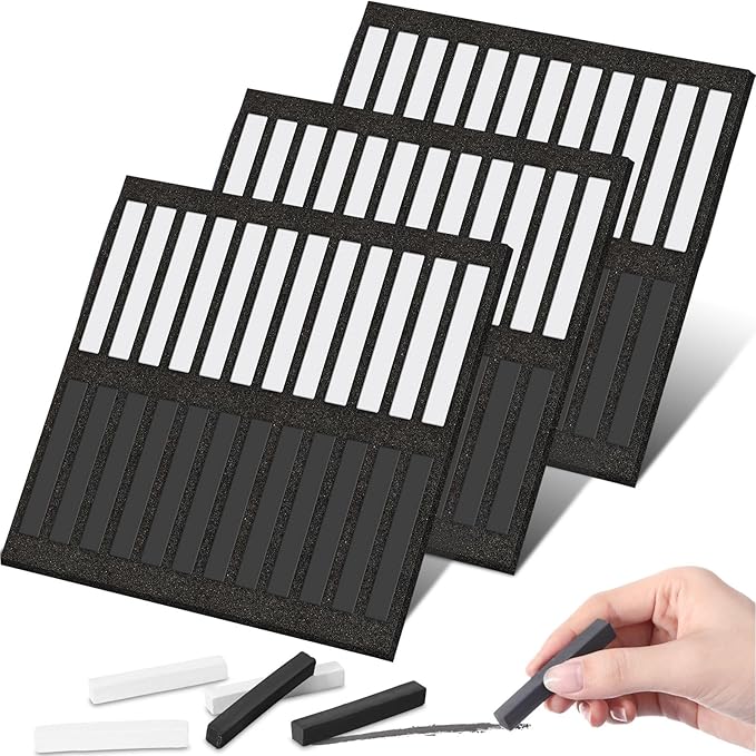 72 Pcs Soft Chalk Pastels Set Square Sketch Chalk Soft Pastel for Artists Non-toxic Artist Pastel Sticks for Professional Artists and Art Lovers(Black, White)
