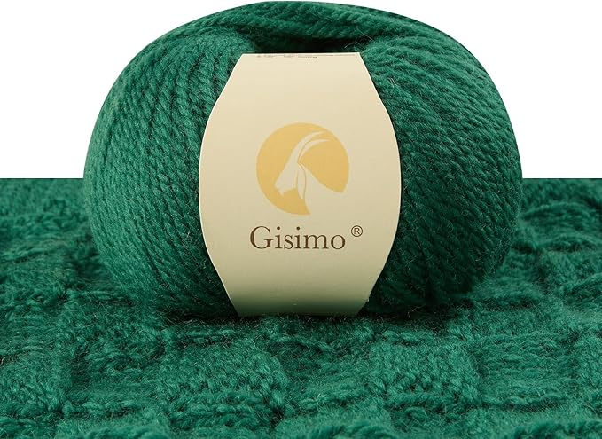 100% Merino Wool Yarn 3-Ply Luxurious and Soft Yarn for Hand Knitting & Crocheting (Christmas Green,1Ball)