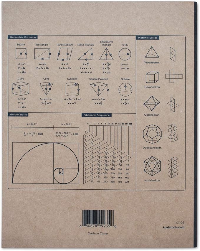 KOALA TOOLS | Dot Grid Graph Paper Notebook (1 Unit) | 7.75" x 9.75" Dotted Grid Quadrille 0.25" - Kraft Soft Cover with Light Blue-Tint Paper