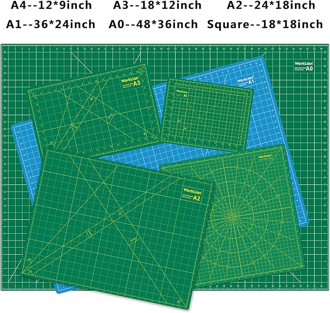 Worklion Self Healing Cutting Mat for Craft-Thickened 18inch x 12inch fabric sewing mat for quilting,rotary cutting, nonslip