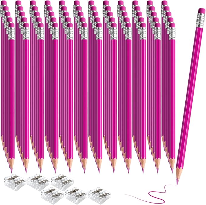 120 PCS Pink Checking Pencils Erasable Colored Pencils with Eraser Pre-Sharpened 2 HB for Checking, Grading, Tests & Office/School Supplies (Pink)