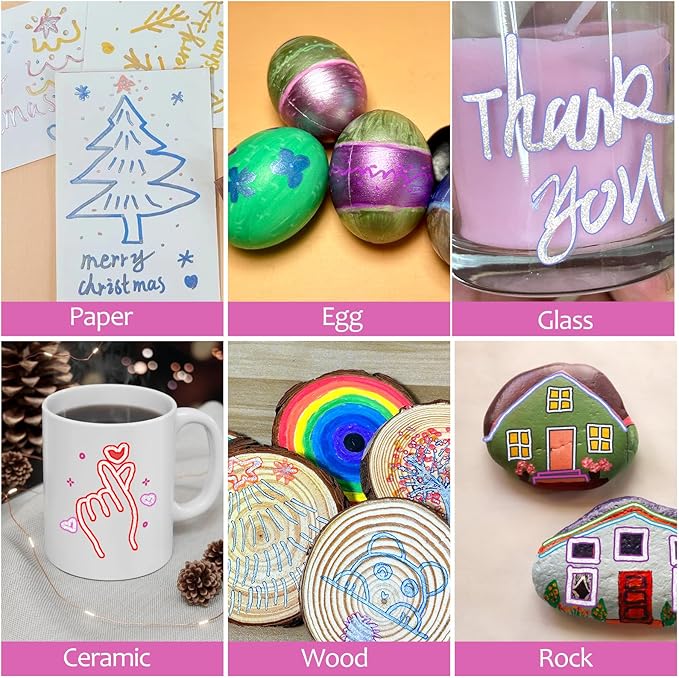 Double Line Outline Markers, Squiggles Shimmer Markers Set, 36 Pack Self Outline Metallic Glitter Marker Pens for Christmas,Art, Drawing, Writing, Greeting Cards, DIY, Scrapbook, Easter Eggs