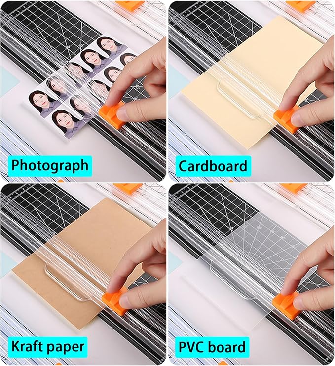 A5 Paper Cutter with 3PCS Replacement Blades, Portable Paper Trimmer with Side Ruler for Scrapbooking Craft, Paper, Coupon, Label, Cardstock
