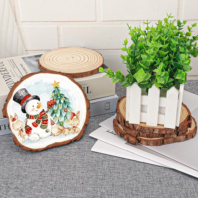 66 PCS Unfinished Wood Slices for Centerpieces, 4.7-5.5 Inch Natural Wood Slices with Tree Bark Pine and Wood Rounds Discs for DIY Crafts, Centerpieces, Art & Decor