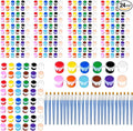 24 Pack Mini Acrylic Paint Set, 12 Colors Washable Acrylic Paint Strips with 48Pcs Painting Brushes for Kids&Adults Paint, 336 PCS Kids Painting Kit for Birthday Party Favor, Classroom, Art Gift