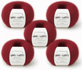 5 Skeins, Silk Mohair Luxury Yarns, Premium and Soft Blend for Knitting and Crocheting, Made in Italy (Red - 6026, 5)