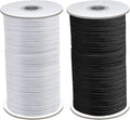 Coopay 200 Yards Length 1/4" Width Elastic Bands Flat Elastic Cord Rope Heavy Stretch Spool Knit for Sewing DIY Projects, Arts & Crafts, 2 Rolls, 100 Yards/Roll (Black and White, 1/4 Inch)