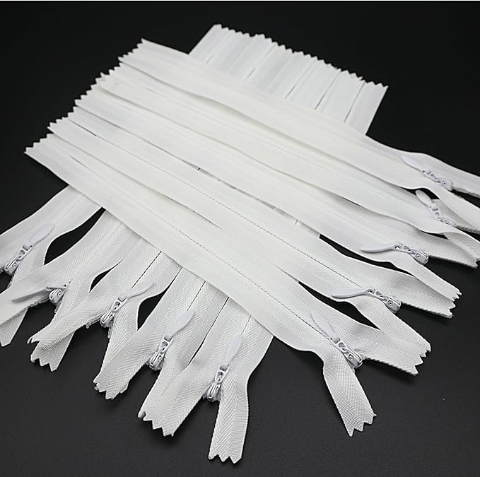 Leekayer 3# 7 Inch Invisible Zipper for DIY Tailor Sewing Craft 17.78cm White Hidden Zippers Closed End Bulk 10 PCS/Pack (White,7")