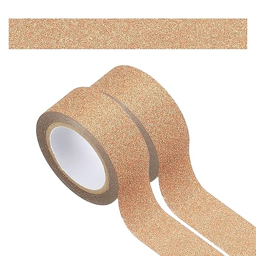 PATIKIL 2Roll Glitter Paper Washi Tape, Glitter Film Decorative Tape for DIY, Orange