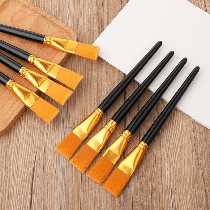 simarro 20 Pcs Flat Brush Set, 1 Inch Wide Watercolor Brushes Oil Painting Brushes, Big Paint Professional Brushes for Kids, Art Painters, Students Graffiti, Gouache, Acrylic Painting, Oil Painting