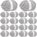 Inhand 18 Pack Chunky Chenille Yarn for Crocheting–30.6 Yards, 7.7oz, Soft Fluffy Thick Yarn,Gifts for Women/Grandma/Men Birthday Christmas Unique,Hand Knitting for Blankets&DIY Crafts (Light Gray)
