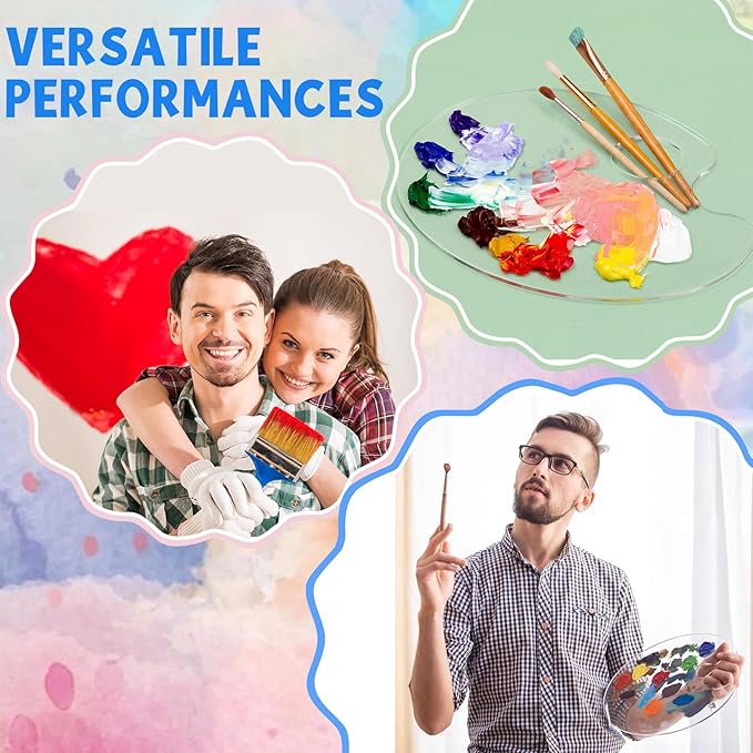 2 Pack 16 x 12 Inch Acrylic Paint Palette with Thumb Hole Clear Paint Pallet Easy Clean Nonstick for Oil Watercolor Craft DIY Art Painting