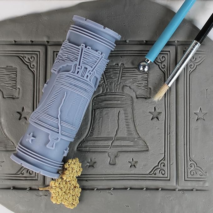 Liberty Bell Clay Texture Roller (4") - America Set #01 - Embossing Pattern Roller for Polymer & Ceramic Clay, Pottery & Crafts