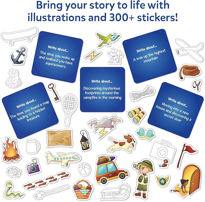 Skillmatics Storybook Art Kit - Create Adventure Stories, DIY Craft & Writing Kit with 300+ Stickers, Scrapbooking & Journal Activity, Christmas Gifts for Kids Ages 5, 6, 7, 8, 9, 10