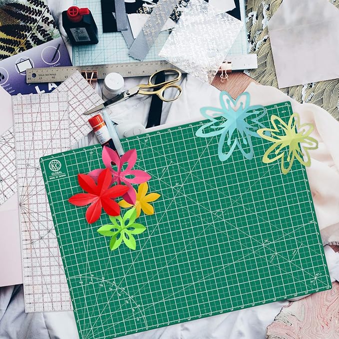 KC GLOBAL A2 (24"x18") Self-Healing Cutting Mat (Dark Green) - Sturdy, Reversible, Eco-Friendly, Non-Slip. Premium Desk Mat for Crafters, Quilters, and Hobbyist