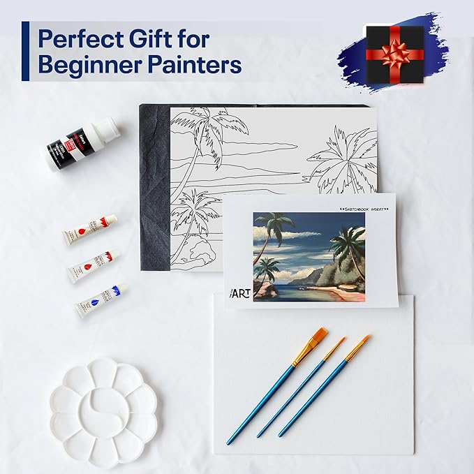 Painting4Real DIY Art Painting Kit for Adults – Learn to Paint Calm Reflection with Video Tutorials – 9 Pieces Acrylic Paint Set for Adults –Perfect Christmas Crafts & Holiday Gifts for Art Lovers