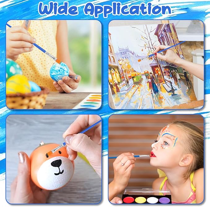 Paint Brush Bulk, 50 Pcs Small Brushes for Acrylic Painting, Craft Paint Brushes Set for Kids Watercolor Face Canvas Detail Painting (Flat)