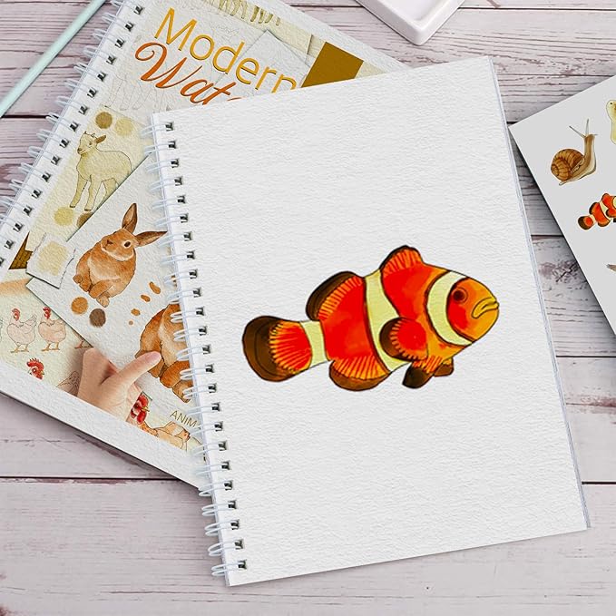 Watercolor Workbook for Beginners with Step-by-Step - 12 Watercolor Coloring Pages - 100% Cotton 300gsm/140lb Watercolor Paper - Gift for Women,Adults,Teens (Animals)