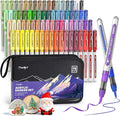 JusArt 72 Colors Acrylic Paint Markers with Canvas Bag, Water-Based No-Bleed Paint Pens with Automatic Ink Control, Waterproof Brush Tip Markers for DIY Art & Crafts -Fabric, Rock, Wood, Glass, Metal