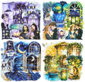 80Pcs Starry Sky Garden PET Sticker Pack, Fantasy Landscape Stickers for Scrapbooking, Journaling, DIY Crafts and Planner Decoration