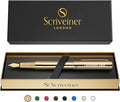Scriveiner Personalized Gold Fountain Pen - Stunning Luxury Pen, Real Gold Plating, Schmidt Ink Refill, Best Engraved Fountain Pen Gift Set for Men & Women, Custom Name Engraving