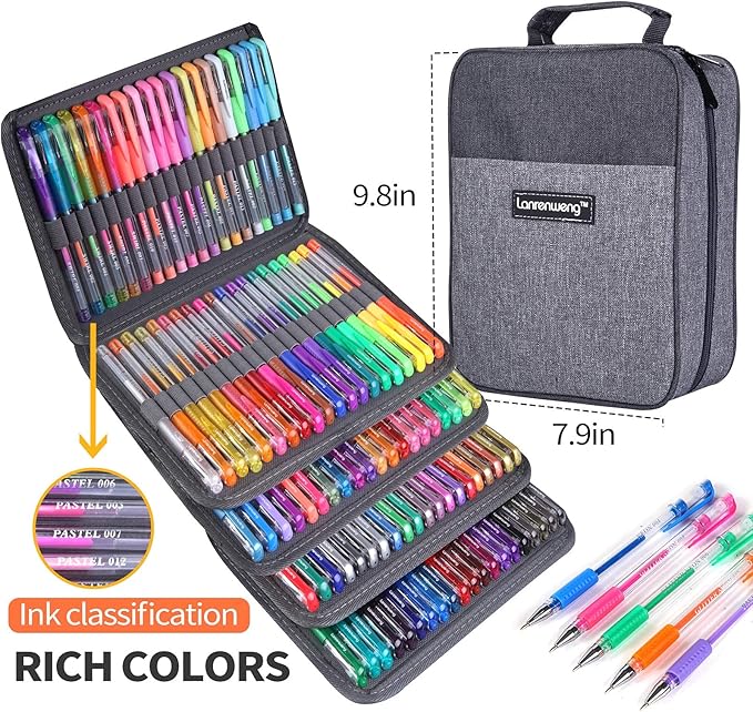 240 Pack Set 120 Colored Gel Pen with 120 Refills, Fine Tip Glitter Gel pens for Adults Artists Coloring Books Drawing Crafts Scrapbooks Bullet Journaling