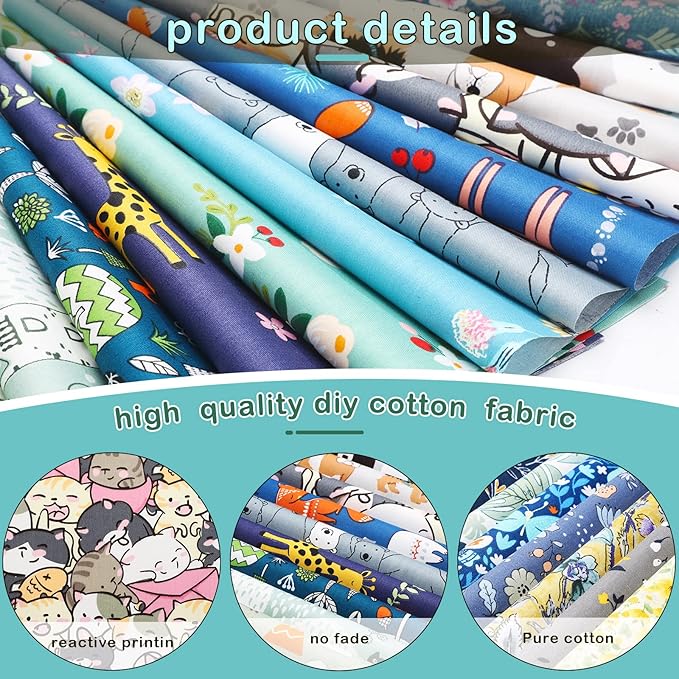 40 Pcs 10 x 10 Inches Cotton Fabric Bundle Squares Precut Fabric Squares Multi Color Floral Fat Sheets for Craft DIY Quilting Sewing (Classic Patterns)