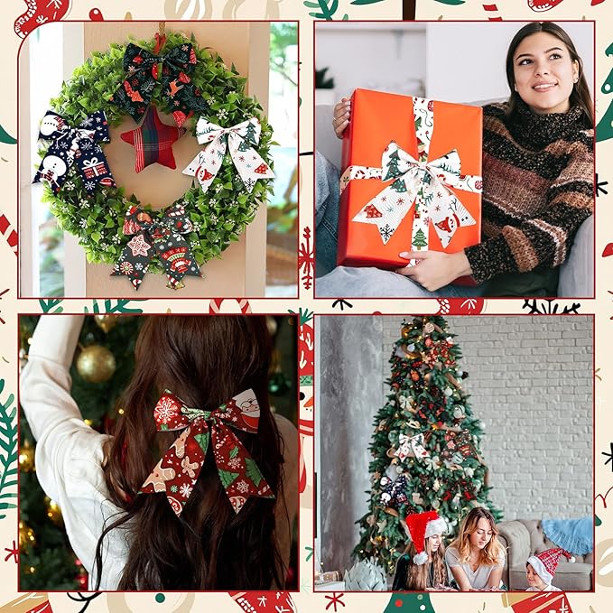 Oudain 60 Pcs 10 x 10 Inch Christmas Elf Quilting Fabric Squares Christmas Fat Patchwork Precut Strips Gingerbread Man Candy Cane Fabric Bundles for Xmas DIY Craft Sewing Handmade Materials