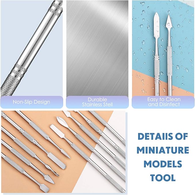 Honoson 5 Pcs Miniature Sculpting Tools Set Mini Stainless Steel Double-Headed Tool for Model and Convert Plastic, Resin and Metal Tabletop War Game Miniatures Models