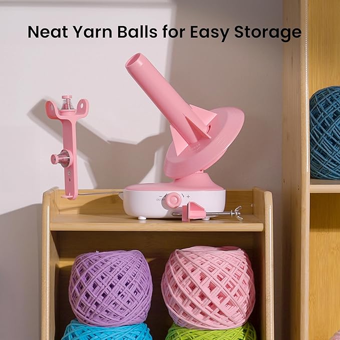 Electric Yarn Ball Winder Pro for Crocheting, Upgrade Dual-Spring Tension 10oz Large Capacity, Stepless Speed Automatic Yarn Wool Spinner Roller, Ideal Present for Crochet Lovers(Pink)