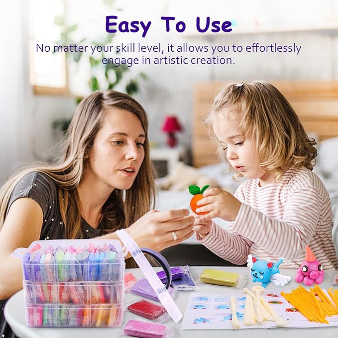 Polymer Clay 110 Colors Non-Sticky Oven Bake Clay 215 Pcs Non-Toxic Modeling Baking Clay for Kids with Sculpting Tools Kit for Adults Beginners Art Craft