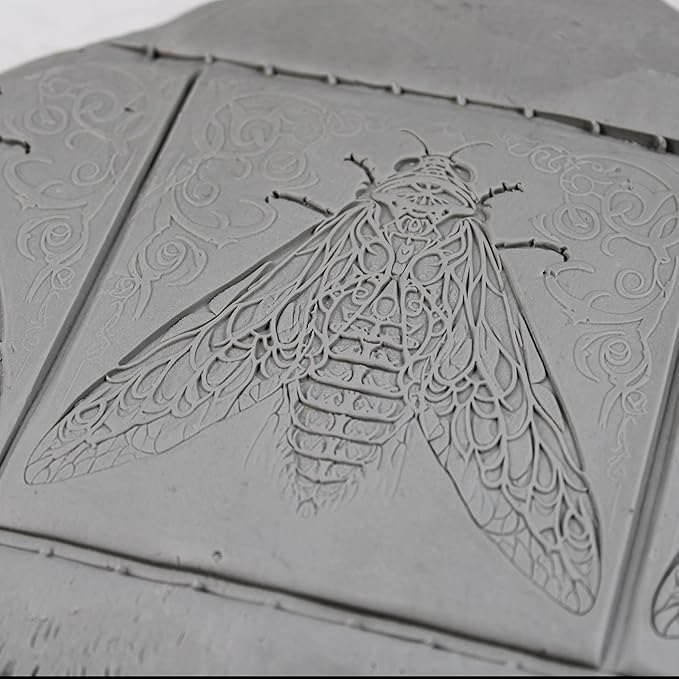 Cicada Clay Texture Roller (4") - Insect Set #01 - Embossing Pattern Roller for Polymer & Ceramic Clay, Pottery & Crafts
