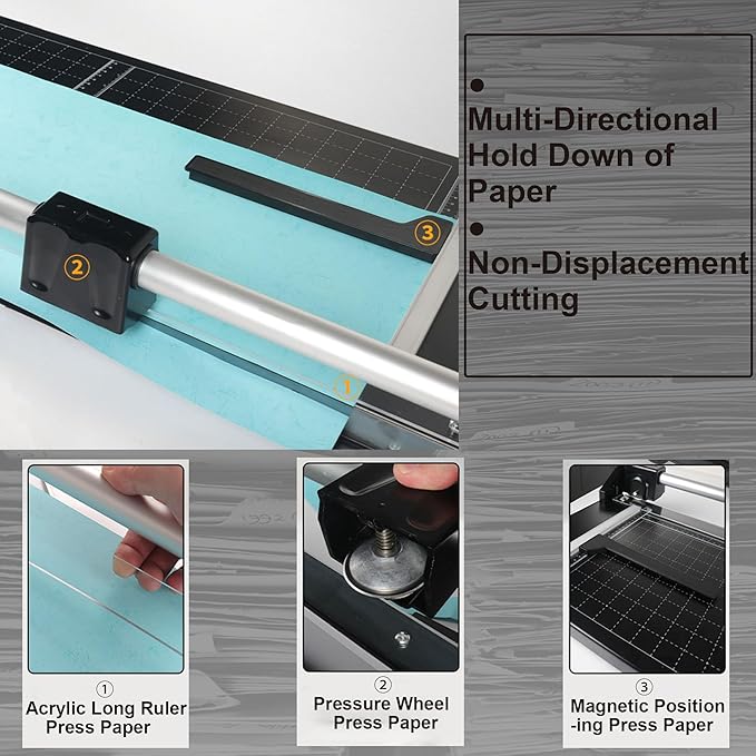 INTSUPERMAI Rotary Paper Trimmers, 48Inch Cut Length, Paper Cutter with High-Strength Tool Steel, Design of Automatic Paper Pressing & Self-Sharpening, for Card, Photo, Coupon, Origami, Scrapbook