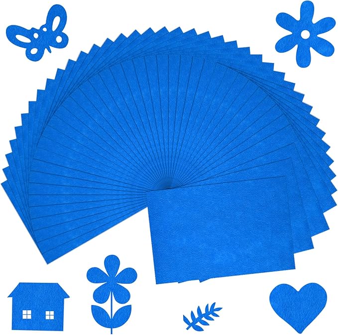 40 Pcs Navy Blue Felt Fabric Sheet 8" x 12" Assorted Color Felt Fabric Sheets for Crafts DIY Handcraft Sewing Squares Patchwork Nonwoven