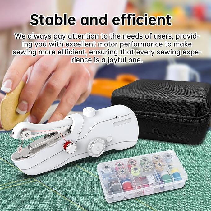 Handheld sewing machine, beginner's sewing kit with storage, two power supply modes, electric switch, simple operation, portable mini, beginner's sewing machine.White
