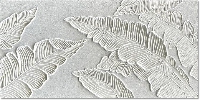 NANKAI Art Hand Painted Thick Texture White Abstract Art Oil Painting 48x24 inch White Leaf Texture Painter House Wall Art Decorative Oil Painting